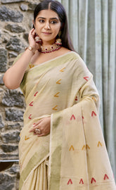 Cotton Beige Libas Saree